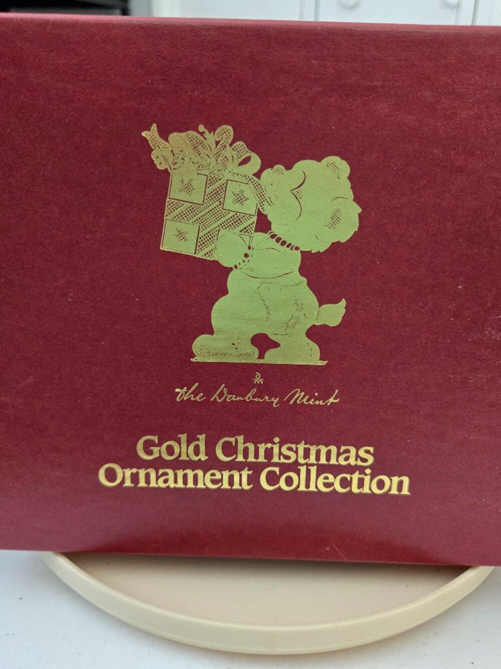 Danbury Mint Gold Christmas 12 Ornament Collection EMPTY Storage Box Bear
